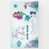 Zeemeermin Twee In Het Zee Meisjes 2e Verjaardagsf Spandoek (Verticaal)
