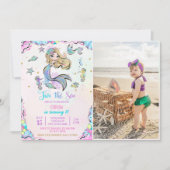 Zeemeermin Twee naar de Zee 2de Verjaardagsfeest F Kaart (Voorkant)