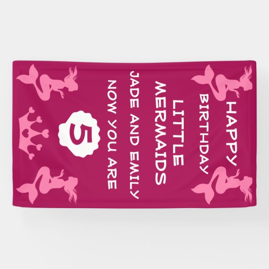 Zeemeermin tweelingzusters spandoek (Horizontaal)