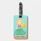 Zeemeermin uit de oceaan, voor meisjes bagagelabel (Achterkant verticaal)