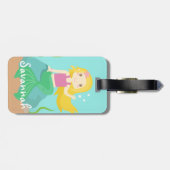 Zeemeermin uit de oceaan, voor meisjes bagagelabel (Achterkant horizontaal)