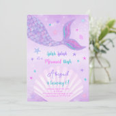 Zeemeermin uitnodiging in waterverf (Staand voorkant)