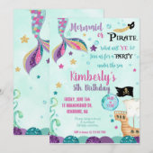 Zeemeermin uitnodiging, onder de zee feest uitnodi kaart (Voorkant / Achterkant)