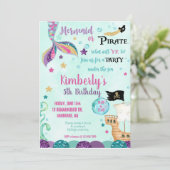 Zeemeermin Uitnodiging, Onder de Zee Party Invitat Kaart (Staand voorkant)
