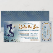 Zeemeermin Uitnodiging Onder het Zee Glitter Verja (Voorkant / Achterkant)