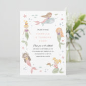 Zeemeermin Uitnodiging Sjabloon, Zwembad Feest Uit (Staand voorkant)