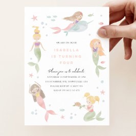 Zeemeermin Uitnodiging Sjabloon, Zwembad Feest Uit