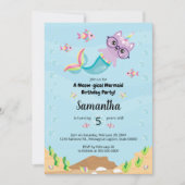 Zeemeermin Unicorn onder Zee van de Birthday Party Kaart (Voorkant)