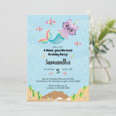 Zeemeermin Unicorn onder Zee van de Birthday Party Kaart (Staand voorkant)