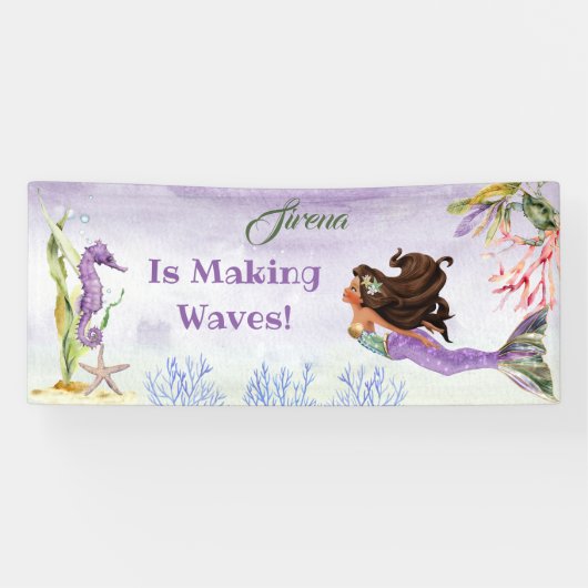 Zeemeermin van Colour Ethnic Seahorse Crab Paars B Spandoek (Horizontaal)