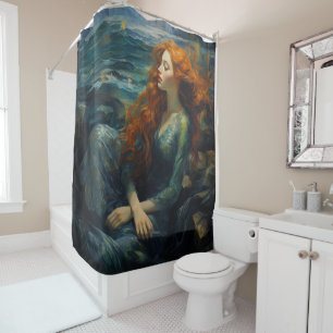 Zeemeermin Van Gogh Stijl Douchegordijn