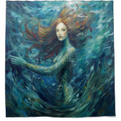 Zeemeermin Van Gogh Stijl Douchegordijn (Voorkant)