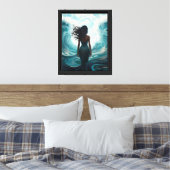 Zeemeermin van het Split Zeeen Premium Canvas Afdruk (Insitu (Slaapkamer))