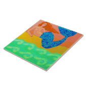 Zeemeermin van het Zee Abstracte Digitale Schiltin Tegeltje (Zijkant)