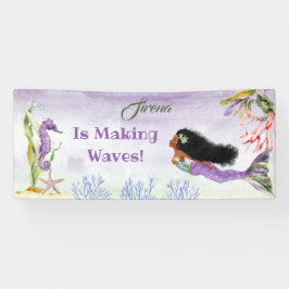 Zeemeermin van Kleur Etnische Zeepaard Krab Paarse Spandoek