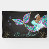 Zeemeermin Verjaardag achtergrond Banner Afro-Amer (Horizontaal)