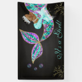 Zeemeermin Verjaardag achtergrond Banner Afro-Amer (Verticaal)