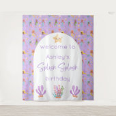 Zeemeermin Verjaardag Achtergrond Tapestry Wandkleed (Voorkant)