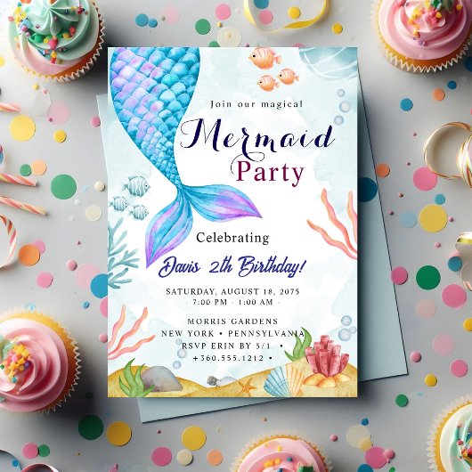 Zeemeermin Verjaardag Bash Kaart