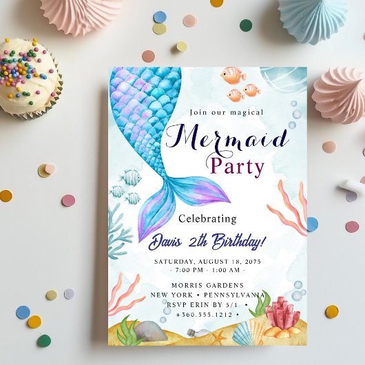 Zeemeermin Verjaardag Bash Kaart