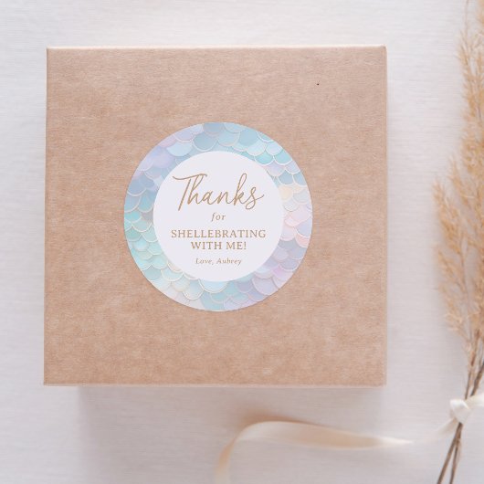 Zeemeermin Verjaardag Bedankt voor Shellebrating Ronde Sticker