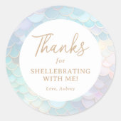 Zeemeermin Verjaardag Bedankt voor Shellebrating Ronde Sticker (Voorkant)