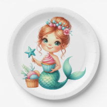 Zeemeermin Verjaardag Cute Oceaan Feest Tafelgerei