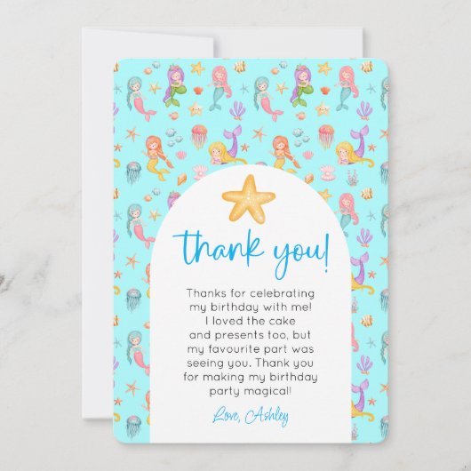 Zeemeermin Verjaardag Foto Bedankt Kaart (Voorkant)