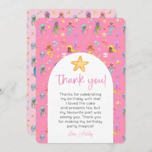 Zeemeermin Verjaardag Foto Bedankt Kaart (Voorkant / Achterkant)