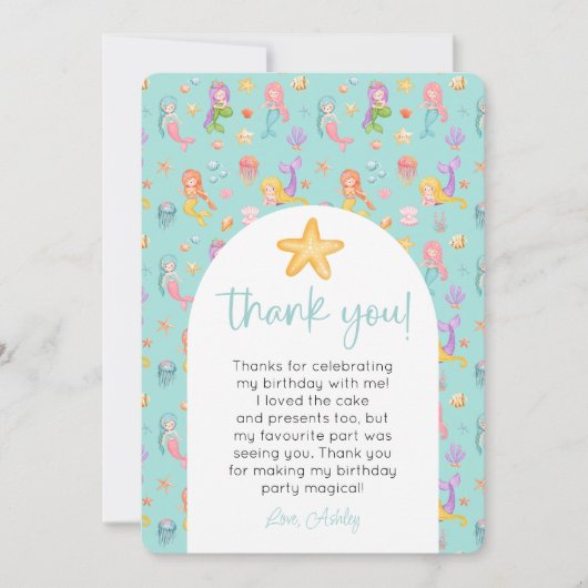Zeemeermin Verjaardag Foto Bedankt Kaart (Voorkant)