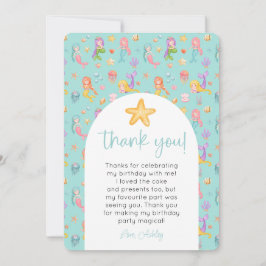 Zeemeermin Verjaardag Foto Bedankt Kaart