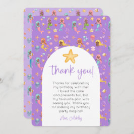 Zeemeermin Verjaardag Foto Bedankt Kaart