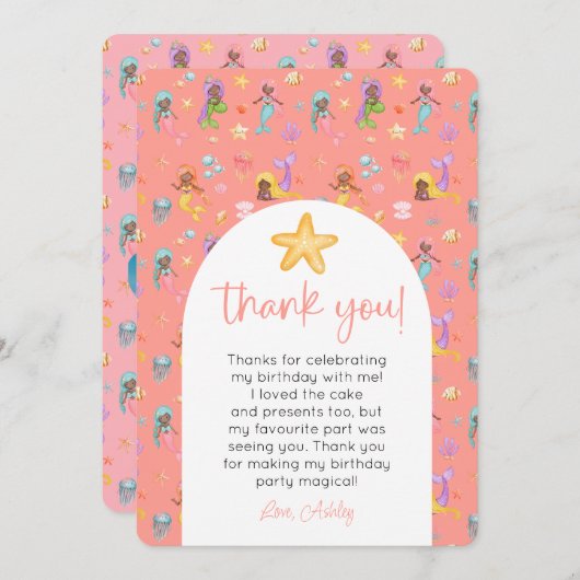 Zeemeermin Verjaardag Foto Bedankt Kaart (Voorkant / Achterkant)