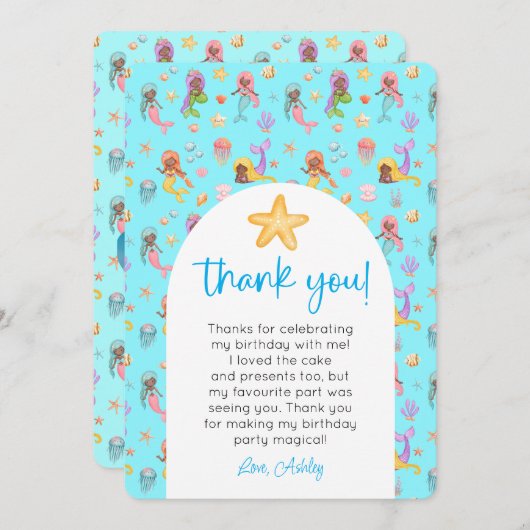 Zeemeermin Verjaardag Foto Bedankt Kaart (Voorkant / Achterkant)