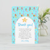 Zeemeermin Verjaardag Foto Bedankt Kaart (Staand voorkant)