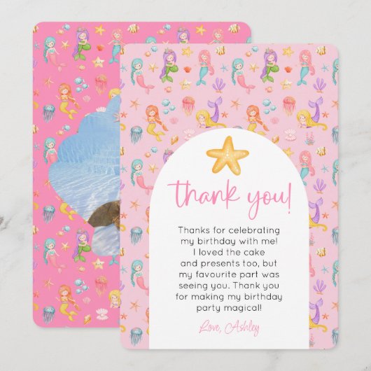 Zeemeermin Verjaardag Foto Bedankt Kaart (Voorkant / Achterkant)