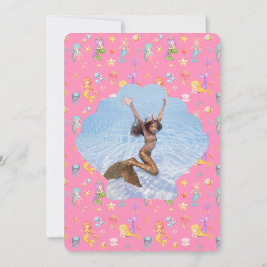 Zeemeermin Verjaardag Foto Bedankt Kaart (Achterkant)