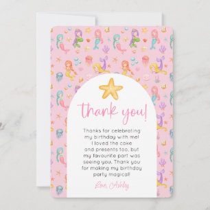 Zeemeermin Verjaardag Foto Bedankt Kaart