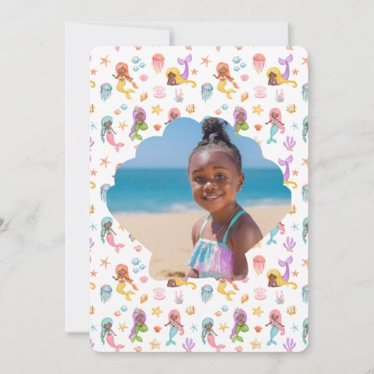 Zeemeermin Verjaardag Foto Bedankt Kaart (Achterkant)