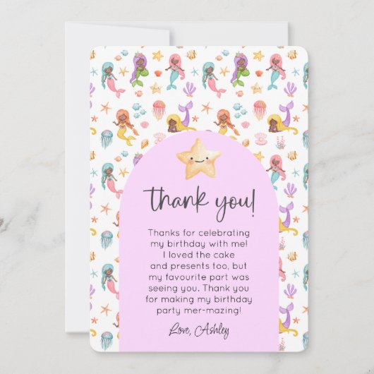 Zeemeermin Verjaardag Foto Bedankt Kaart (Voorkant)