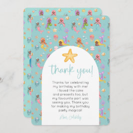 Zeemeermin Verjaardag Foto Bedankt Kaart