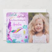 Zeemeermin verjaardag foto uitnodiging (Voorkant)