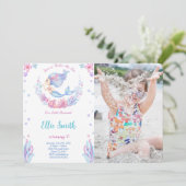 Zeemeermin verjaardag foto uitnodiging (Staand voorkant)