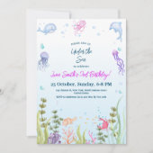 Zeemeermin Verjaardag Kinder Kleurrijke Ocean Anim Kaart (Voorkant)