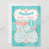 Zeemeermin Verjaardag Koraal en Blauwgroen Kaart (Voorkant)