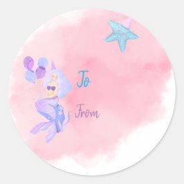 Zeemeermin Verjaardag naar Vanaf Aangepast label