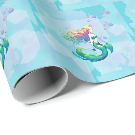 Zeemeermin Verjaardag onder het Zee Cadeaupapier (Rol Hoek)