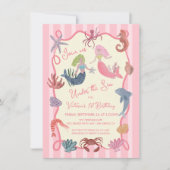 Zeemeermin Verjaardag onder het zee kust hand gete Kaart (Voorkant)