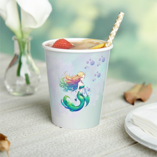 Zeemeermin Verjaardag onder het Zee Papieren Bekers (Insitu)