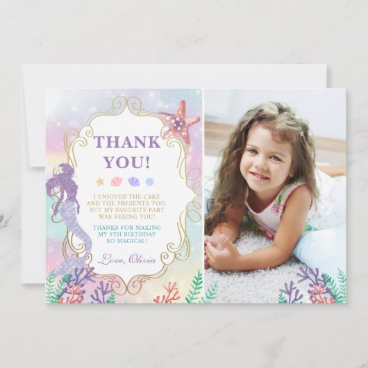 Zeemeermin Verjaardag Onder Zee Bedanktkaart Kaart (Voorkant)
